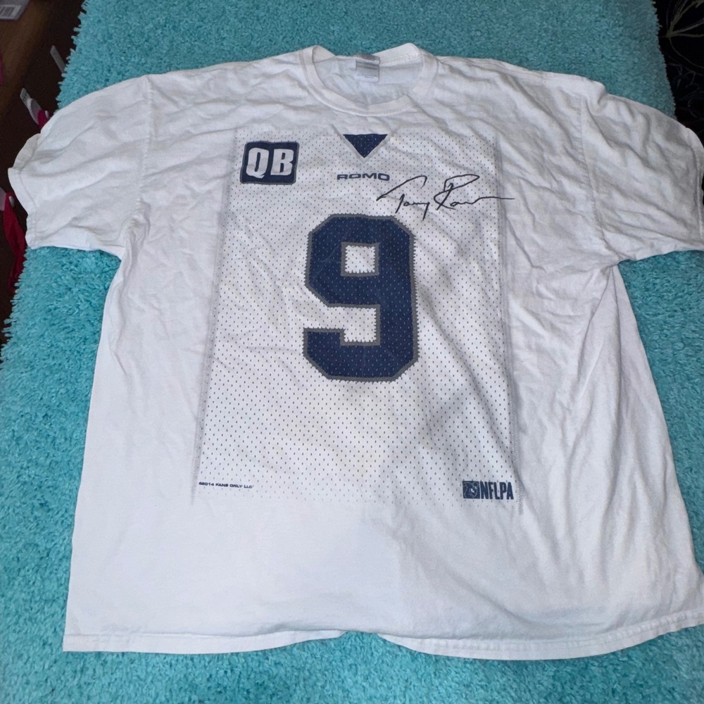 Tony Romo #9 Dallas Cowboys NFLPA Football‎ T-Shirt Gildan 2XL